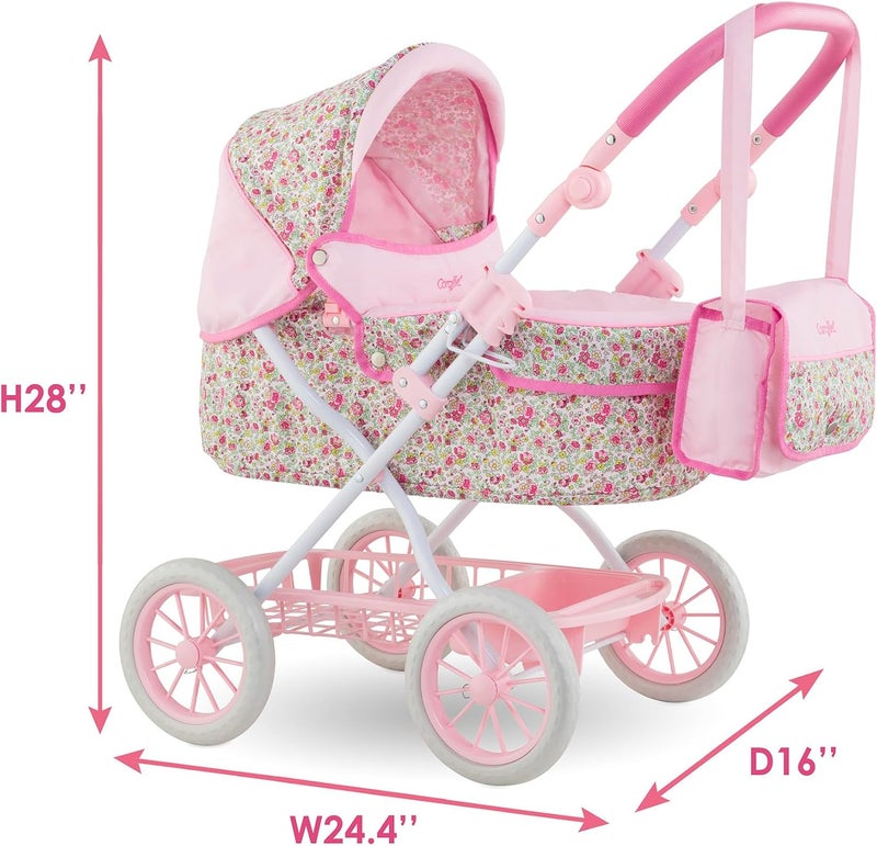 Corolle Baby Doll Stroller for Girls, Foldable Kids Toy Baby Stroller for Dolls with Carriage Design, Pink Pram - Image 3